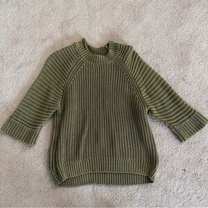Maeve Olive Ribbed Crew Neck Sweater